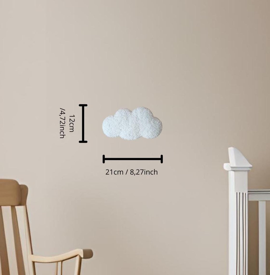 Mini Wolk – Kinderkamer Decor – 21x12cm – Zachte Textuur teddystof – Neutrale Babykamer Accessoire gebroken wit