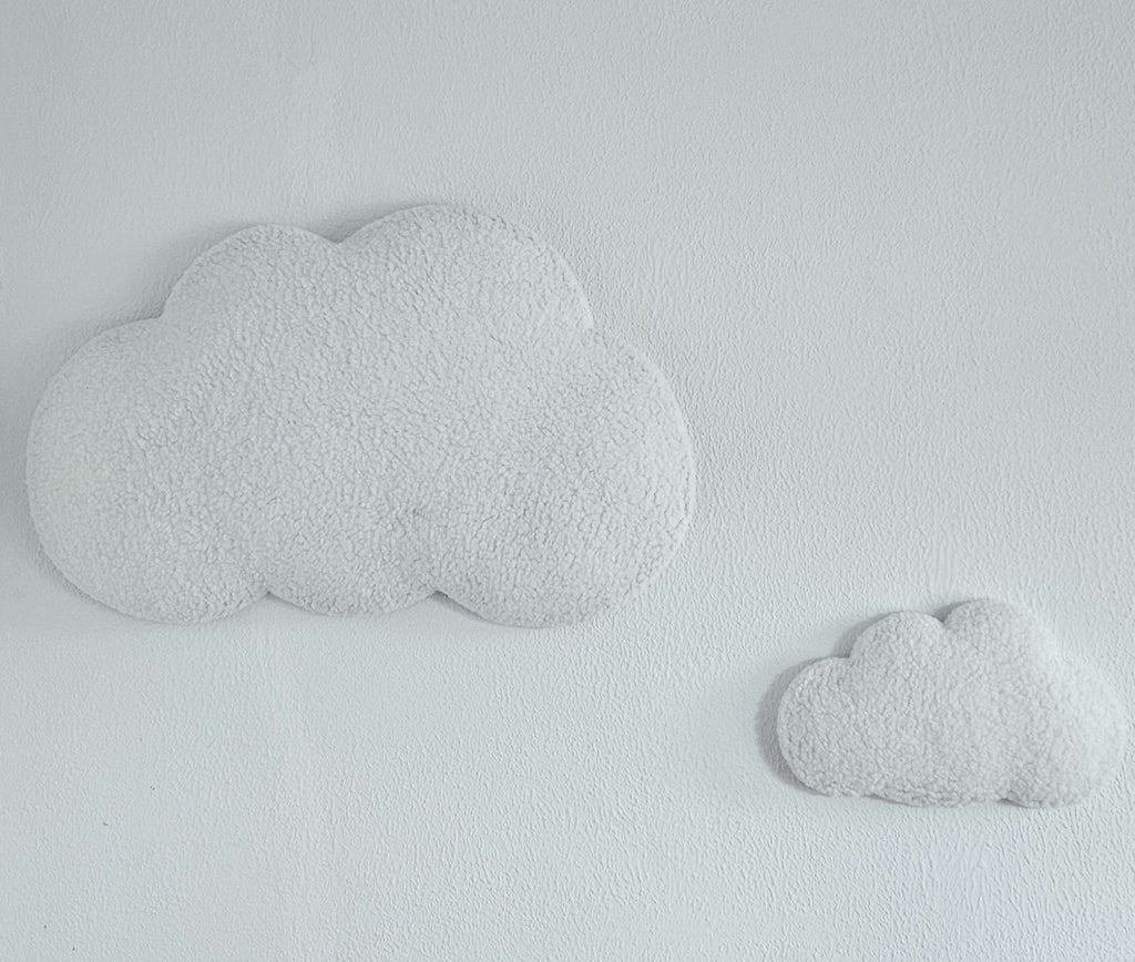 Set Babykamer wanddecoratie wolk boucle, kinderkamer deco, babyshower gift, baby wolken gebroken wit