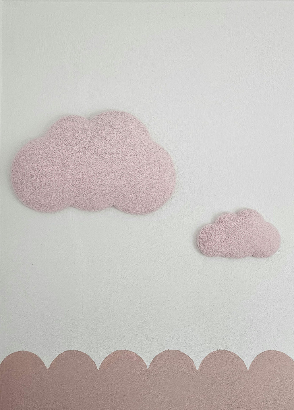 Set wanddecoratie wolken lichtroze babykamer boucle wanddecoratie, kinderkamer, babyroom, clouds