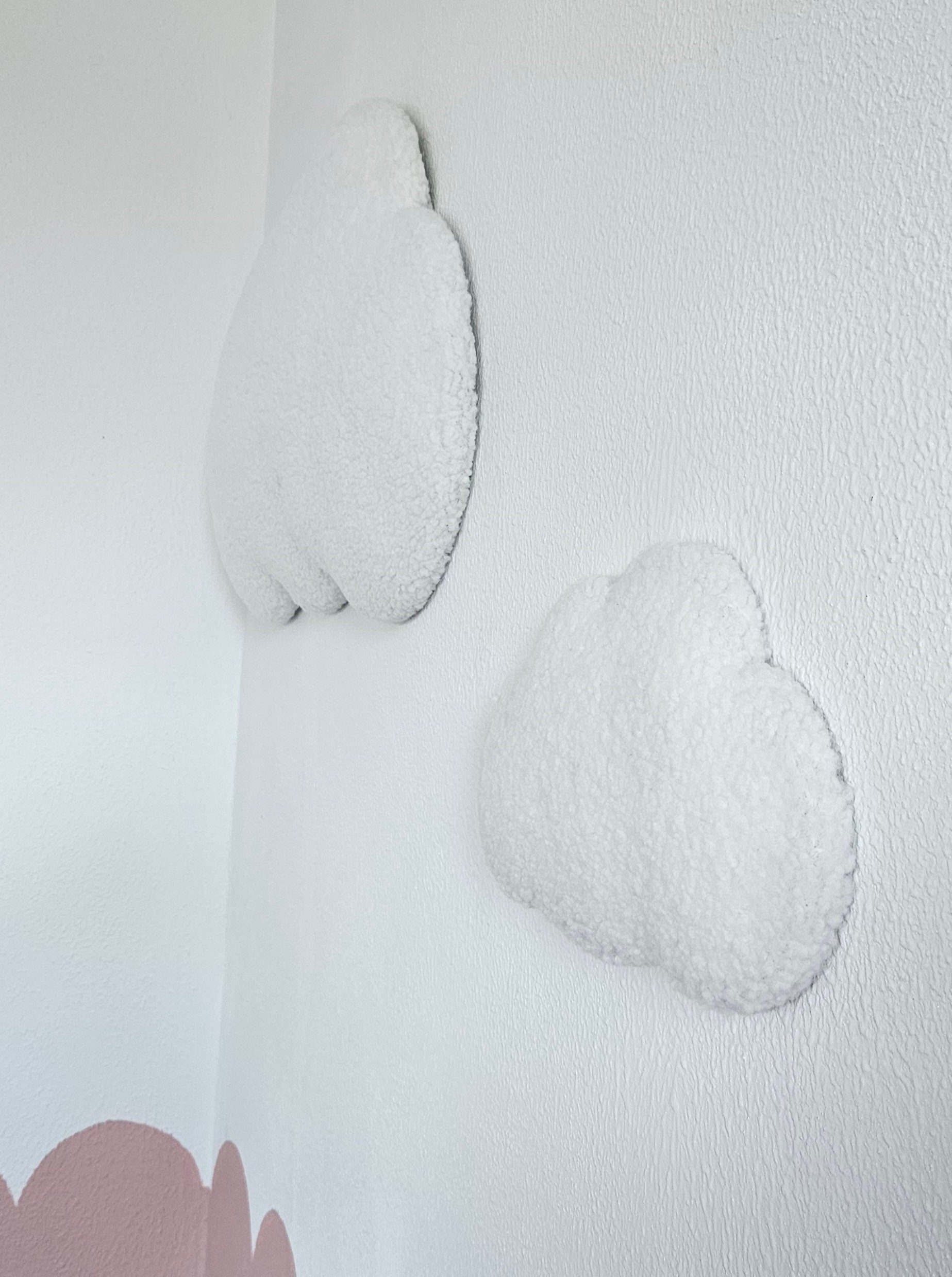 Set Babykamer wanddecoratie wolk boucle, kinderkamer deco, babyshower gift, baby wolken gebroken wit