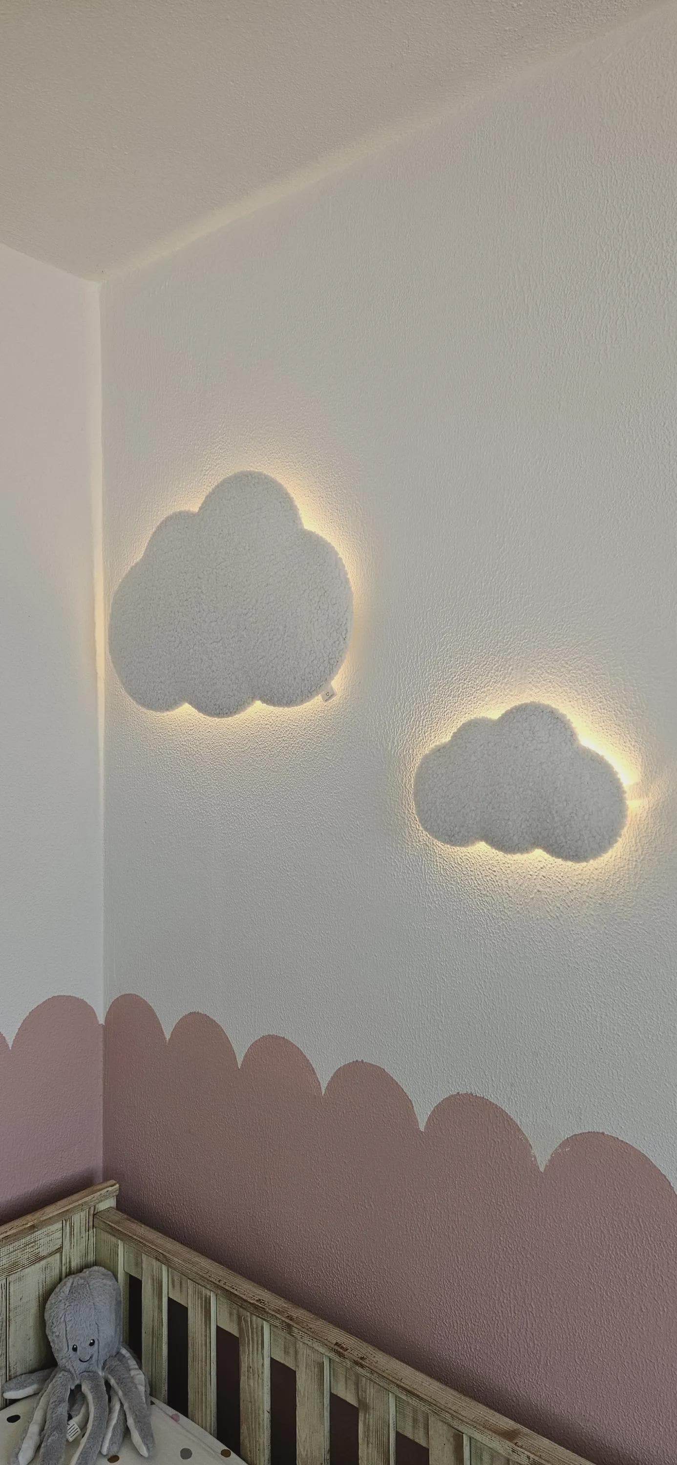 Set van 2 Wolken Nachtlampen – Babykamer Wandlampjes (Groot + Medium)
