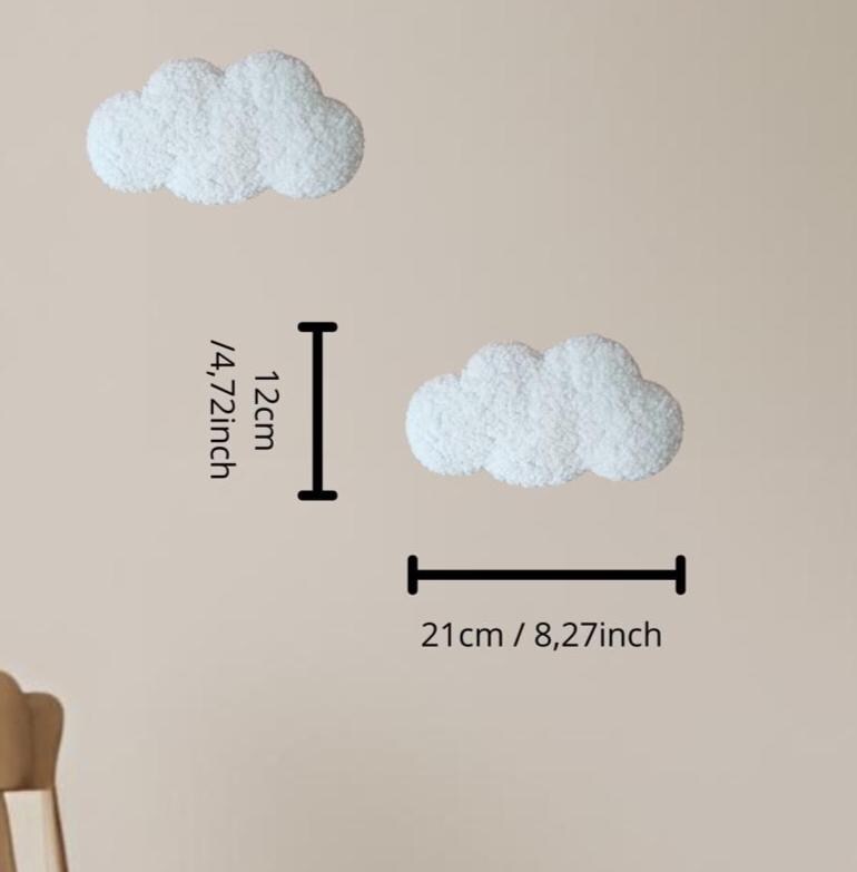 Set van 4 Wolken Nachtlampen – 2 met LED Licht & 2 Mini Wolkjes