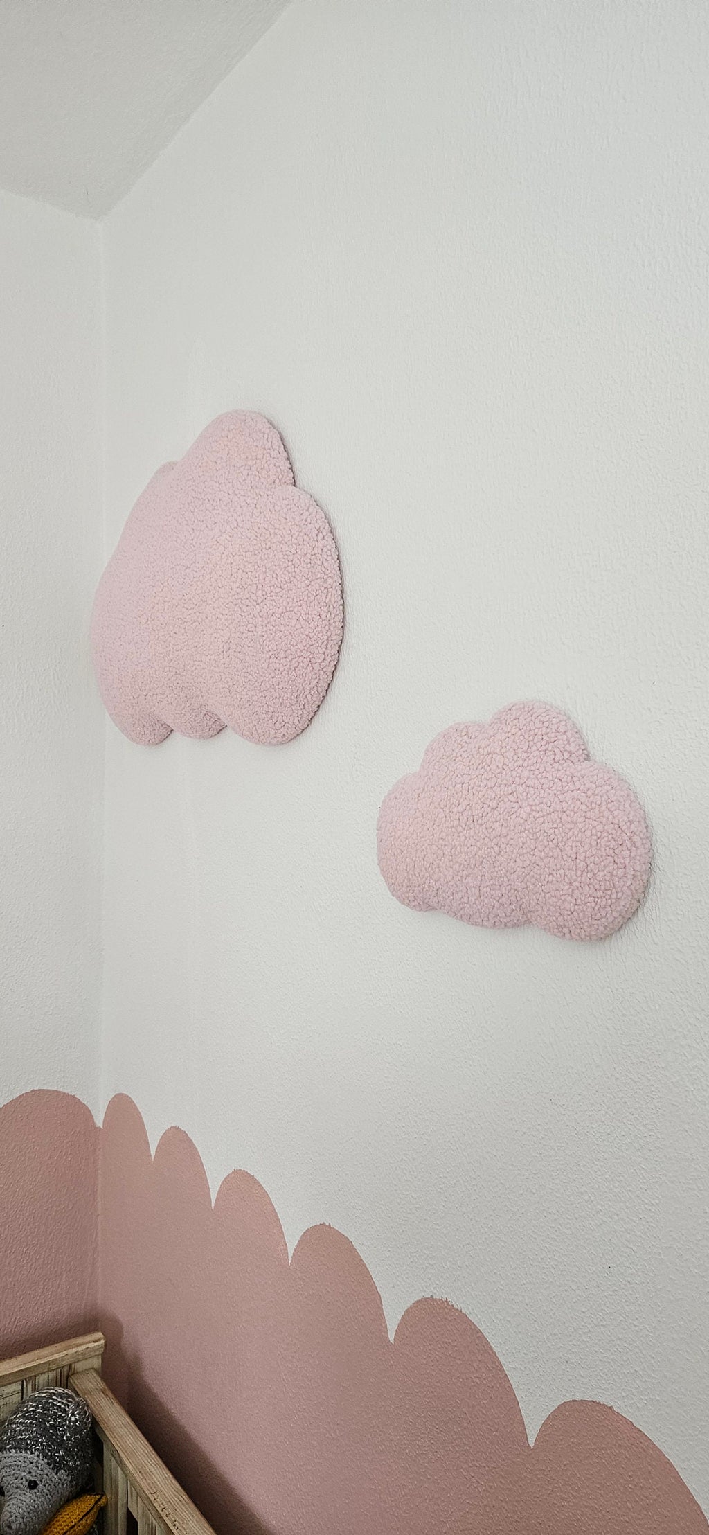 Set wanddecoratie wolken lichtroze babykamer boucle wanddecoratie, kinderkamer, babyroom, clouds