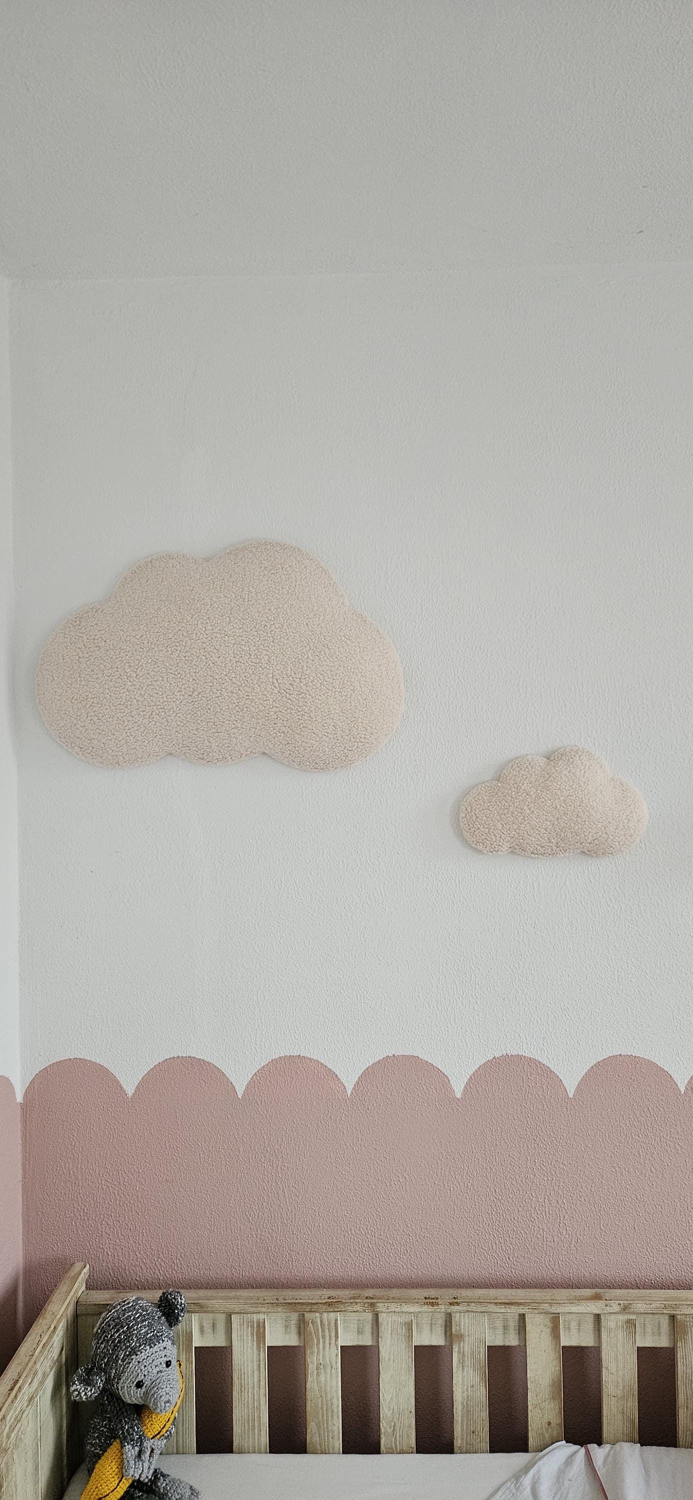 Set Babykamer wanddecoratie wolk boucle, kinderkamer deco, babyshower gift, baby wolken champagne