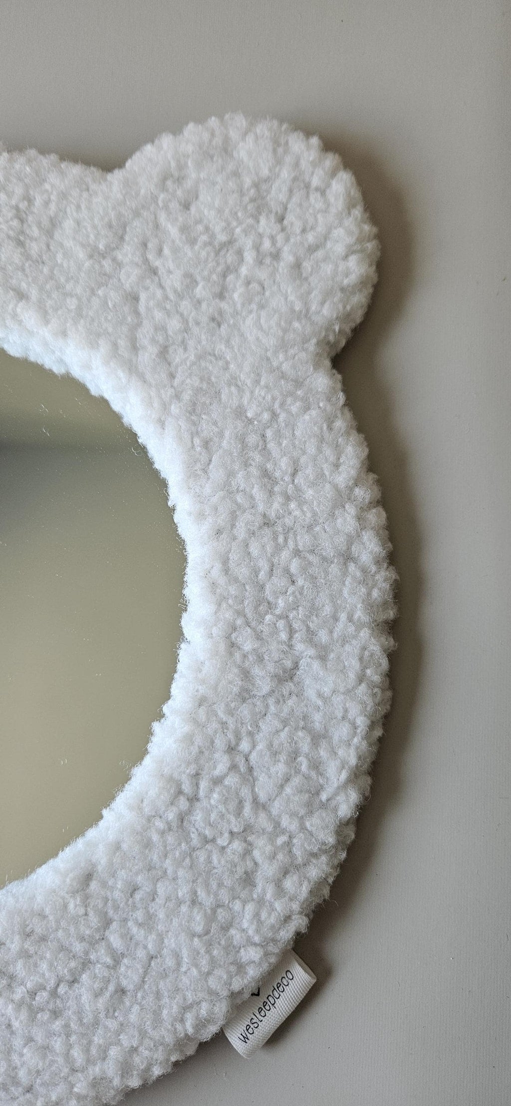 Teddy Spiegel Kinderkamer – Berenhoofd Spiegel 30x28cm – Zachte Pluche Wanddecoratie voor Baby- of Peuter Kamer - handgemaakt