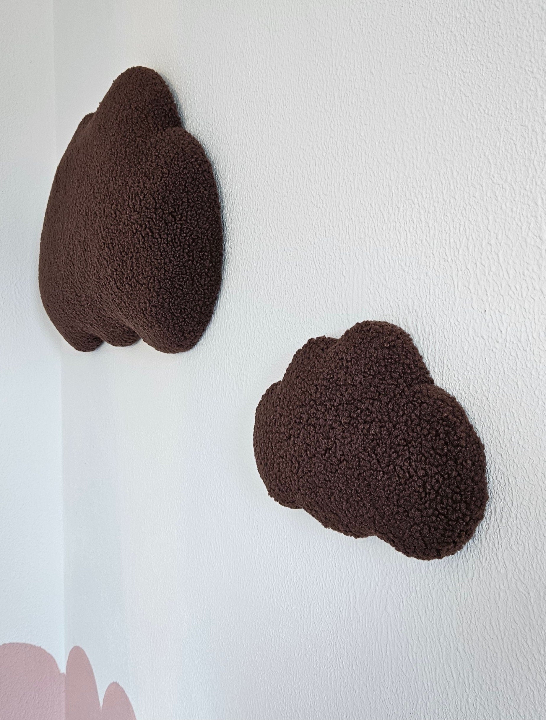 Set Babykamer wanddecoratie wolk boucle, kinderkamer deco, babyshower gift, baby wolken bruin