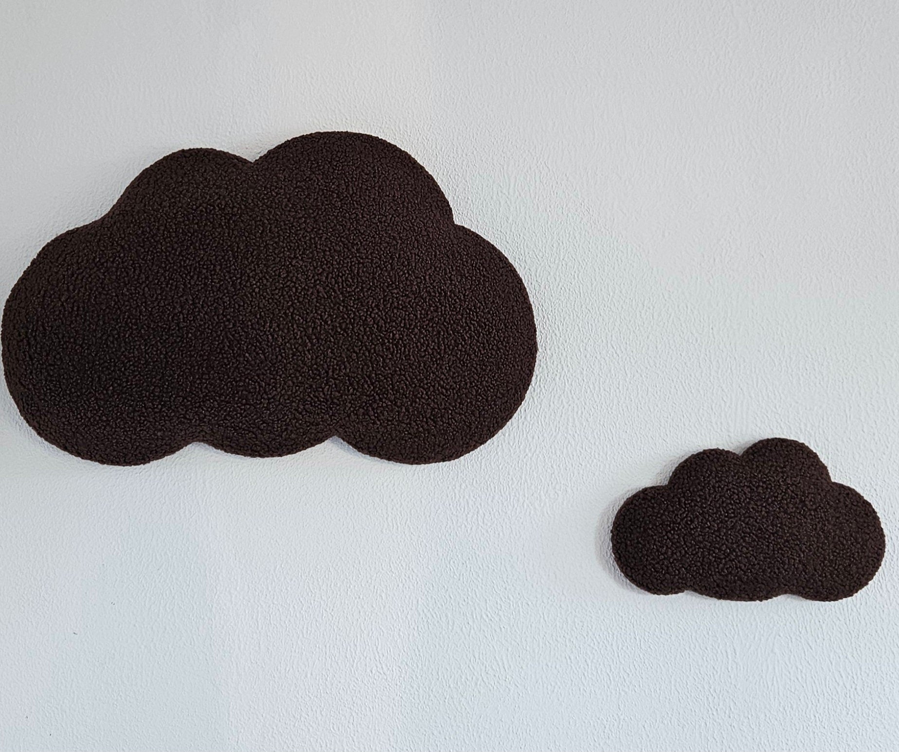 Set Babykamer wanddecoratie wolk boucle, kinderkamer deco, babyshower gift, baby wolken bruin