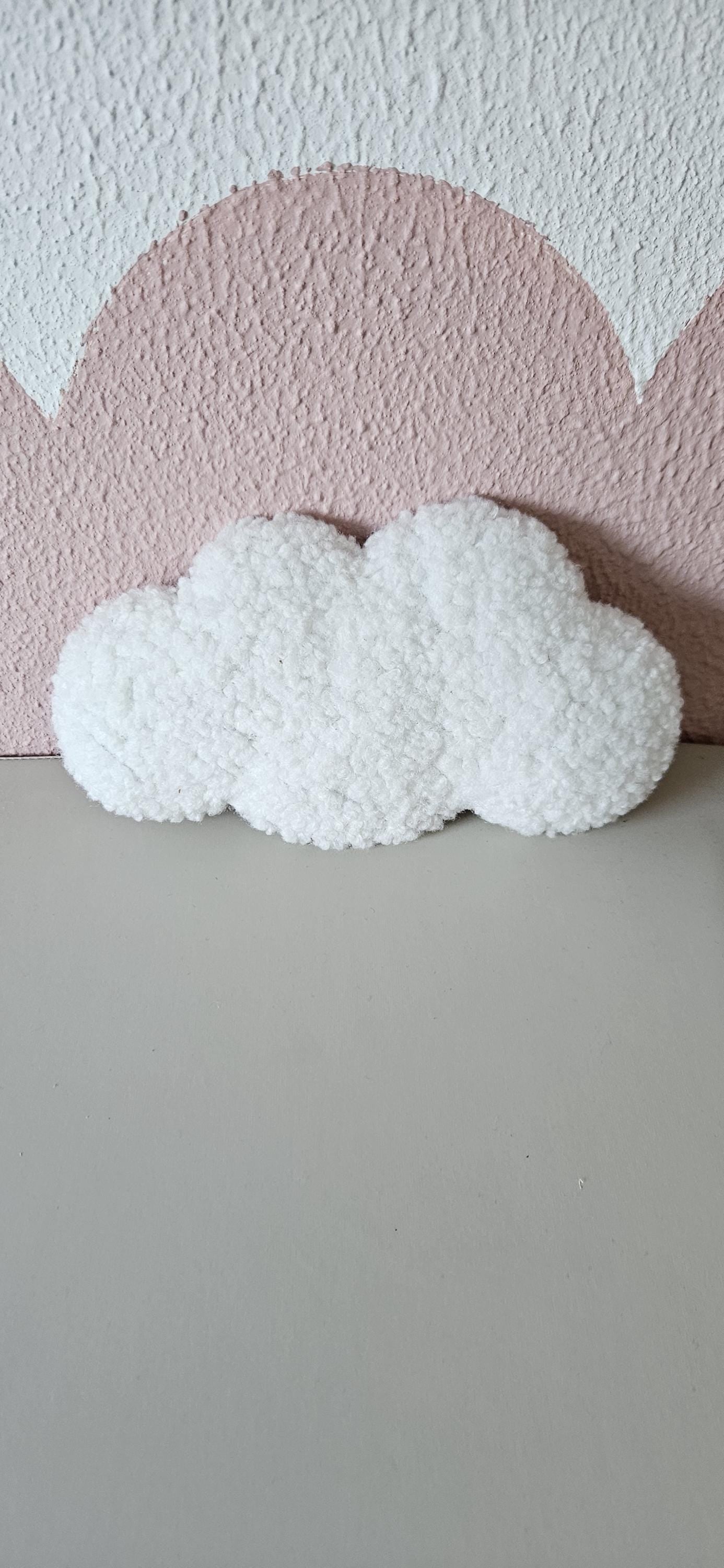 Set of 5 Mini Cloud Wall Decorations - Soft Teddy Fabric Nursery Decor - Handmade Baby Room Styling - Baby Shower Gift Idea