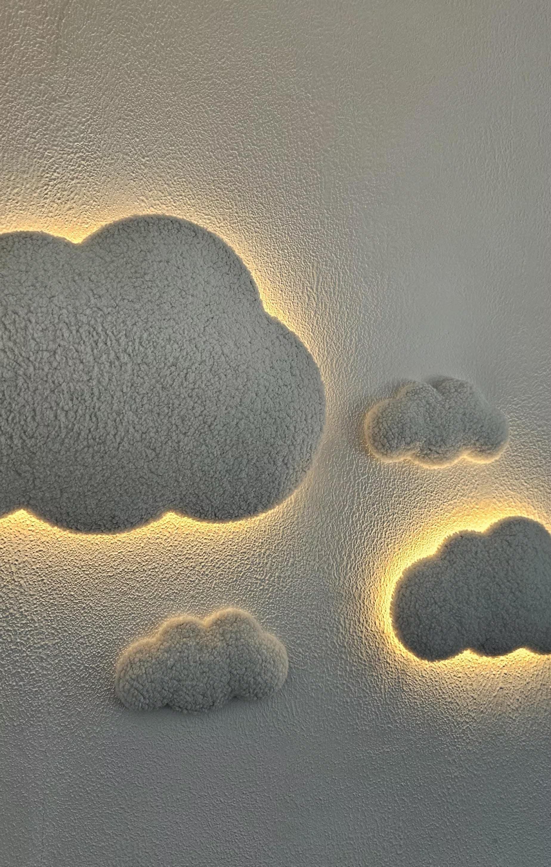 Set van 4 Wolken Nachtlampen – 2 met LED Licht & 2 Mini Wolkjes